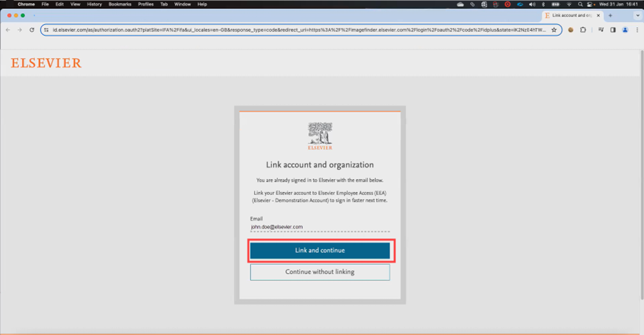 Screenshot of the Linking Success dialogue box